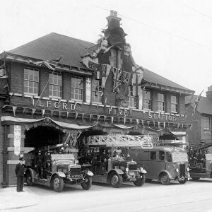 Ilford Fire Station decorated with flags