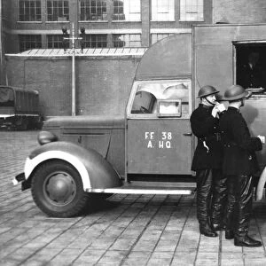 London Fire Brigade with canteen van, WW2