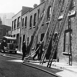 London firefighters at work in Dingley Road, WW2
