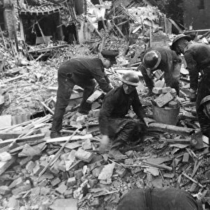 Rescue operation in Victoria Park Road, East London, WW2
