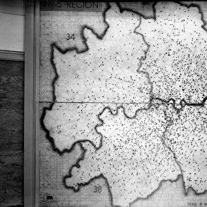 WW2 - Map showing Flying Bomb hits during Blitz on London