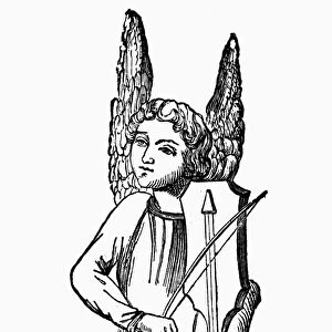 ANGEL, 13th CENTURY. An angel playing a three-stringed gigue. Engraving after a sculpture at the Cathedral at Amiens, France, 13th century