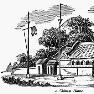 CHINA: HOUSE, c1850. Typical Chinese house of the 19th century. Contemporary wood engraving