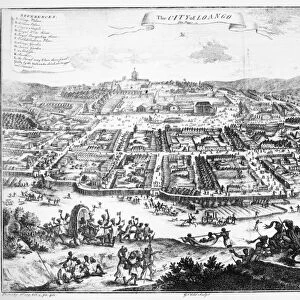 CITY OF LOANGO, 18th CENTURY. The city of Loango, near the mouth of the Congo River on the west coast of Africa. Copper engraving, English, 18th century