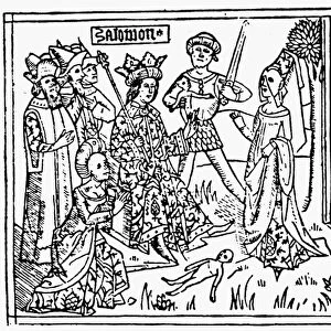 JUDGMENT OF SOLOMON. Woodcut from the Cologne Bible of 1478-80