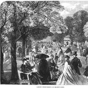 LONDON: REGENTs PARK. Garden improvements in Regents Park. Wood engraving, English, 1863