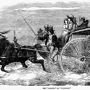 NAPLES: HORSE CARRIAGE. The caleso, or curricolo, a Neopolitan horse carriage. Wood engraving, 1857