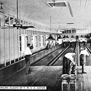 PANAMA: CANAL ZONE, c1910. The bowling alley of the Gatun Y. M. C. A. in the Canal Zone