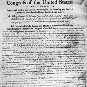 SPIRITS DUTIES ACT, 1791. First page of an act of Congress, 6 December 1791, repealing