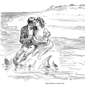 The Turning of the Tide. Pen and ink drawing by Charles Dana Gibson, 1901
