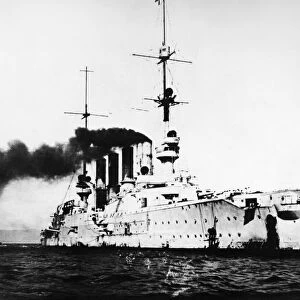 WORLD WAR I: GERMAN SHIP. The German ship, SMS Scharnhorst, off the coast of Valparaiso