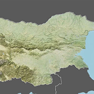 Bulgaria, Relief Map With Border and Mask