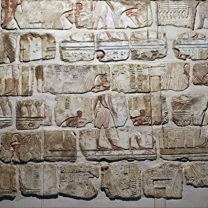 Egypt, Talatat wall from the temple of Amenhotep IV (Pharaoh Akhenaten, circa 1360-1342) at Karnak in Luxor, eighteenth dynasty