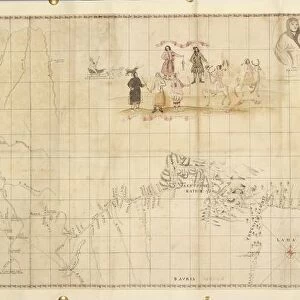 Map of first expedition of Danish navigator Vitus Bering