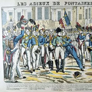 Napoleon I taking his leave at Fontainbleau of the Old Guard before going into exile onSt Helena