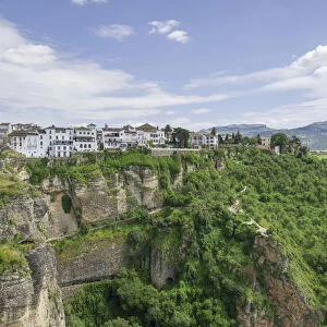 Part of the historic centre on the rock escarpment, Ronda, Malaga province, Andalucia, Spain