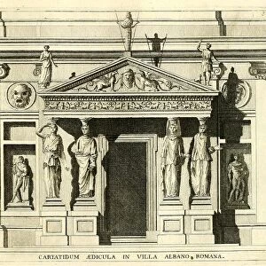 Plan of the Femicircular Portico, Palazzo Villa Albani, historical Rome, Italy, digital reproduction of an original 17th-century template, original date unknown