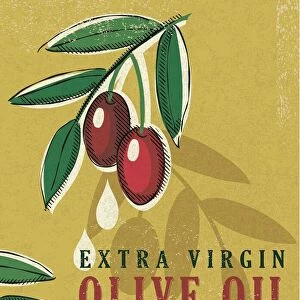 Vintage Style Olive Oil Poster
