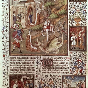 17294, fol 448 St. George killing Dragons (vellum)
