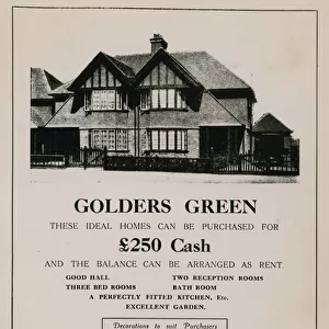 Advert for the purhcase of a house in Golders Green (engraving)