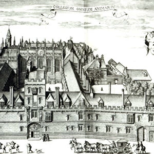 All Souls College, Oxford University, 1675 (engraving) (b / w photo)