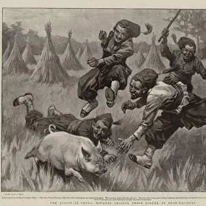 The Allies in China, Zouaves chasing their Dinner at Shan-hai-Quan (litho)
