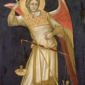 Angel Weighing a Soul, 1348-54 (oil on panel)