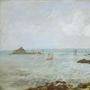 The Bay of Douarnenez and Ile Tristan (oil on canvas)