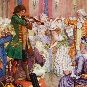 Blind Jack plays his fiddle at the assembly balls (colour litho)
