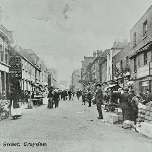Britannia, Surrey Street, Croydon: street market, 1890 (b / w photo)