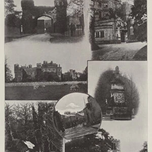 The Castle and Village of Hawarden (b / w photo)