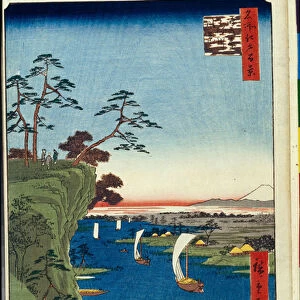 Cent vues celebres d'Edo : View of Konodai and the Tone River (One Hundred Famous Views of Edo) - Hiroshige, Utagawa (1797-1858) - 1856-1858 - Colour woodcut - State Hermitage, St. Petersburg