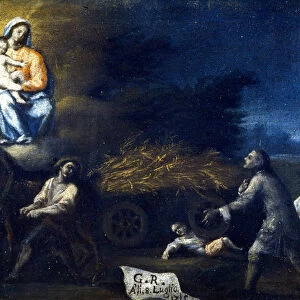 Child crushed by a plough. Ex voto of 1715 from the sanctuary of Santa Valeria a Seregno