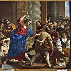 Christ Driving the Money Lenders from the Temple Painting by Giovanni Francesco Barbieri dit Il Guercino (The Guerchin) (1591-1666), 17th century Dim 245x259 cm Genes, Musei di Strada Nuova