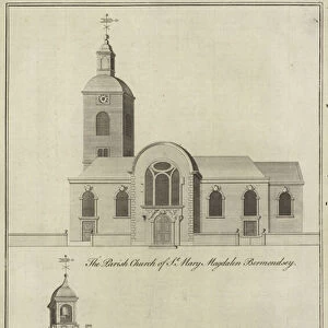 Church of St Mary Magdalen, Bermondsey and Church of St Mary, Newington Butts (engraving)