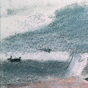 Coast Scene, with Cliffs and a Boat near the Shore (watercolour)