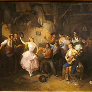 Dancer in a tavern. Painting by Manuel Rodriguez de Guzman (1818-1867), oil on canvas