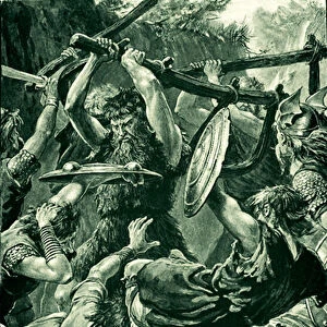 Defeat of the Danes at Luncarty near Perth (litho)