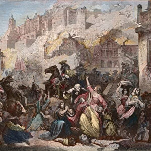 Destruction of Heidelberg by the French under General Ezechiel Melac, 2 March 1689 - Heidelberg Castle Fire - 1689 - Nine Years War - War of the Grand Alliance - War of the League of Augsbur -