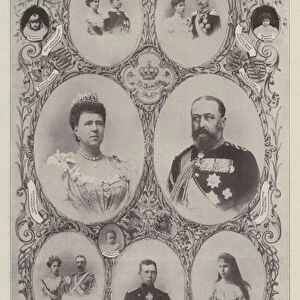 The Duke and Duchess of Saxe-Coburg-Gotha, with their Children and Grandchildren (b / w photo)