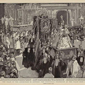 The Feast of the Assumption in Antwerp, the Centennial Procession of the Virgin from Notre Dame (litho)