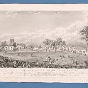 Football Match on Village Green at Wrenbury, England (engraving)