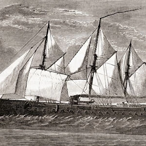 The French ironclad Gloire Glory, the first ocean-going ironclad, launched in 1859