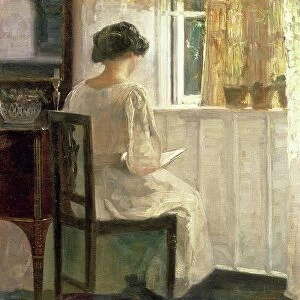 Girl Reading in a Sunlit Room