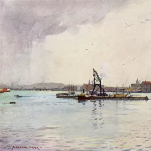 Gothenburg, the Harbour (colour litho)