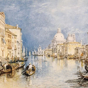 The Grand Canal, Venice, with gondolas and figures in the foreground, c
