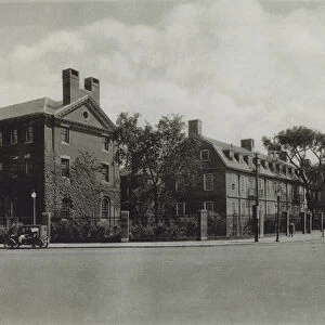 Harvard University: Phillips Brooks House; Mower Hall, Dormitory; Lionel Hall, Dormitory (b / w photo)