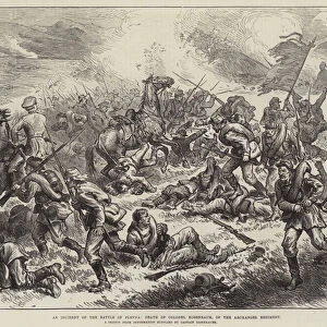 An Incident of the Battle of Plevna, Death of Colonel Rosenbaum, of the Archangel Regiment (engraving)