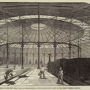 Interior of the New Great Circular Engine-House, at the Camden-Town Depot of the North Western Railway (engraving)