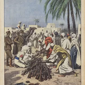 With the Italian advance towards Fezzan, about 600 kilometers in the interior of Libya... (colour litho)